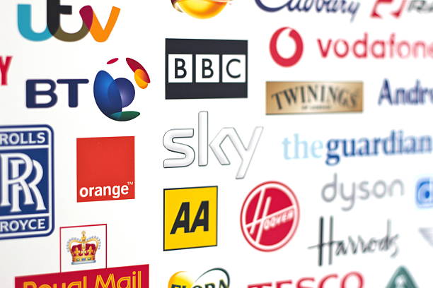 British Globally renown Brands logos Trowbridge, Wiltshire, UK - April 22, 2014: Photograph of a compilation of Major British Company logo's. The montage was compiled for a local Business school project. dyson brand name photos stock pictures, royalty-free photos & images