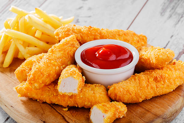 chicken stripsy  stripsy  chicken breaded with fries french Chicken Strips stock pictures, royalty-free photos & images