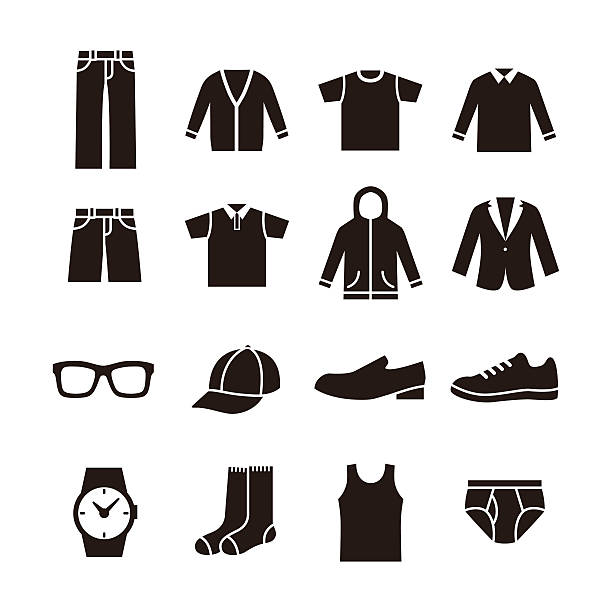 Mens fashion icon Black and white mens fashion icon illustration mens fashion stock illustrations