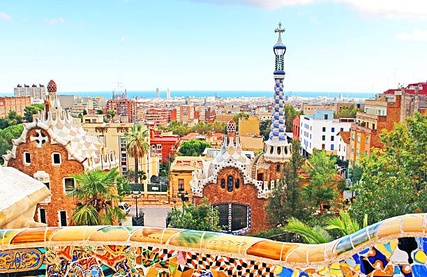 istock Ceramic mosaic Park Guell in Barcelona, Spain 488441253