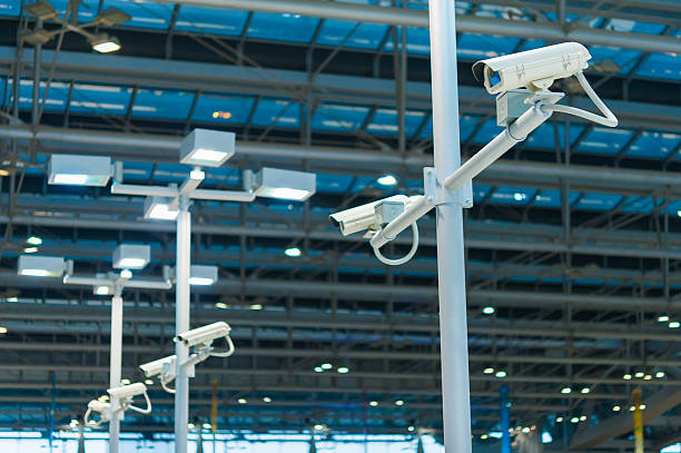 istock line of CCTV camera or surveillance operating 488442037