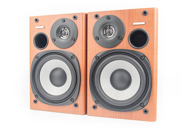istock wooden sound speakers isolated on white background 488442849