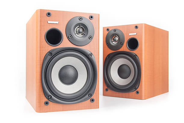istock wooden sound speakers isolated on white background 488442861