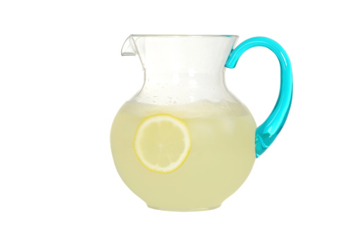 isolated pitcher of lemonade on white background