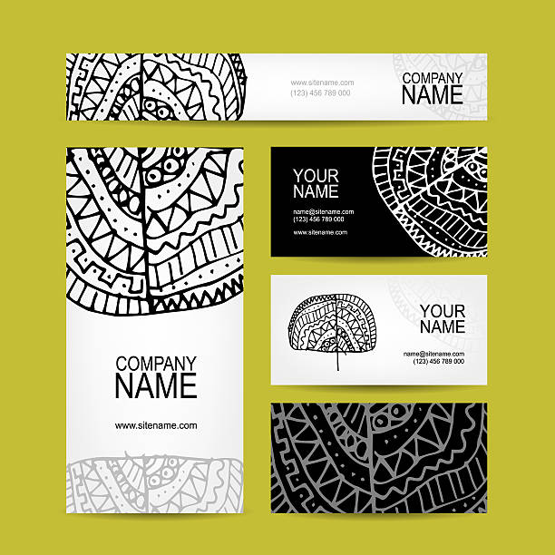Business cards collection, ethnic ornament for your design, vector illustration