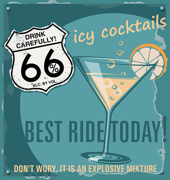 illustrazioni stock, clip art, cartoni animati e icone di tendenza di bevande, cocktail e poster. bar poster vettoriale. - food motivation driving drive