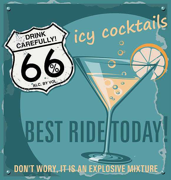 Beverage, cocktail poster. Bar poster vector. Beverage, cocktail poster. Bar poster vector. number 66 stock illustrations