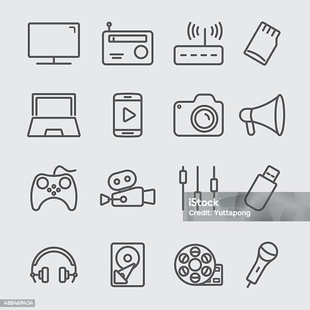 Media Devices Line Icon Stock Illustration - Download Image Now - Television Industry, Television Set, Icon Symbol