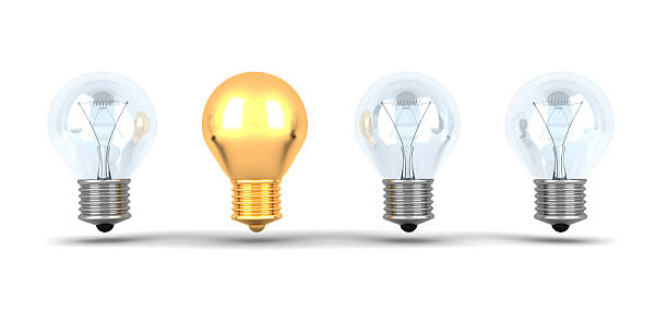 istock Idea Concept Golden Light Bulb Out From Others Bulbs 488471726