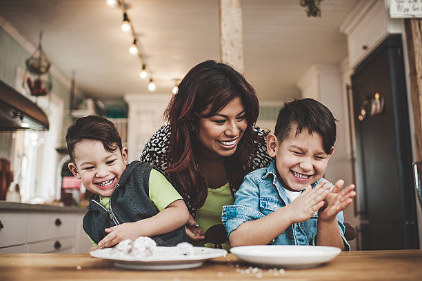 Family in the kitchen baking