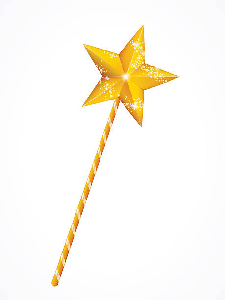 bildbanksillustrationer, clip art samt tecknat material och ikoner med fairy magic wand with star - trollspö