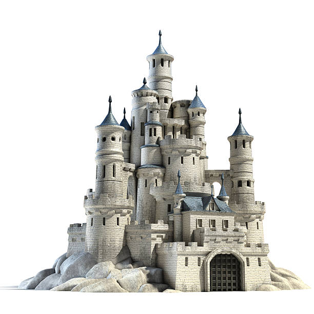 castle 3d illustration - chateau photos et images de collection