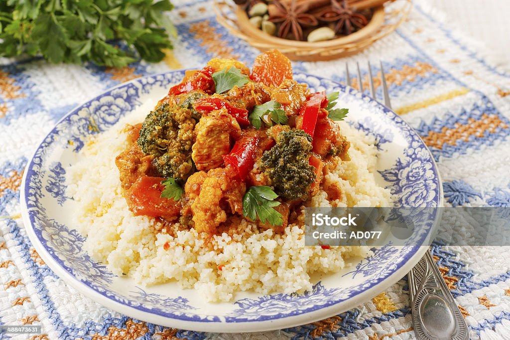 Oriental food Couscous marocain wih chicken and vegetables  Arabic Style Stock Photo