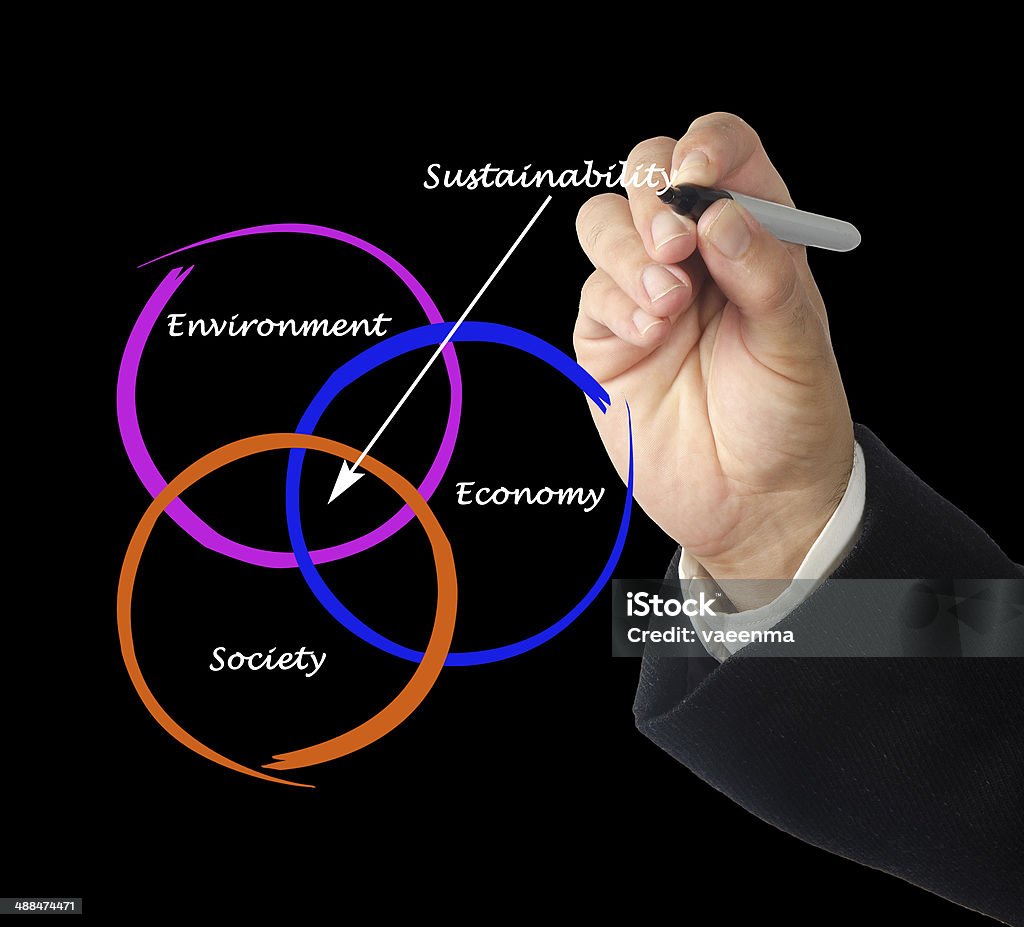 Presentation of diagram of sustainability Activist Stock Photo