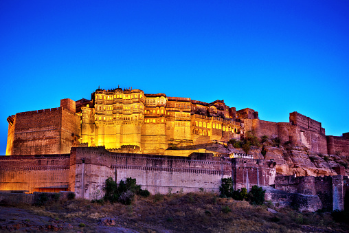 Mehrangarh Fort, located in Jodhpur in the state of Rajasthan, is a massive fort located on a hill 400 feet above the city and is one of the largest forts in India.