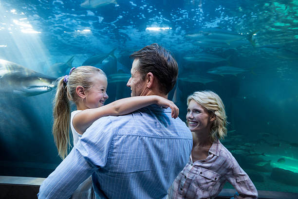 istock Familly enjoying behind a fish tank 488475662