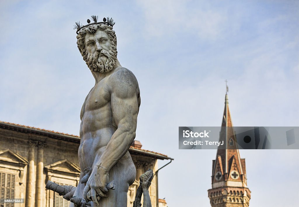 Neptune mit Blick auf den Piazza della Signoria, Florenz - Lizenzfrei Antiker Gegenstand Stock-Foto