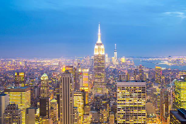 istock New York City skyline dusk. 488475673