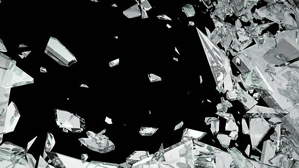 istock Sharp Pieces of shattered glass isolated 488476565
