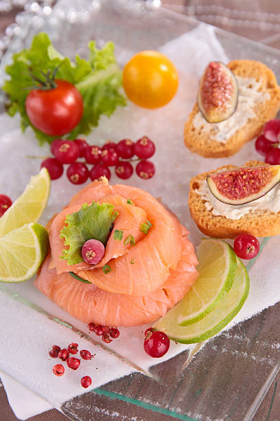 istock smoked salmon and canape 488476584