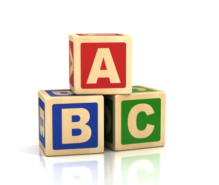 alphabet concept - ABC cubes on a white background