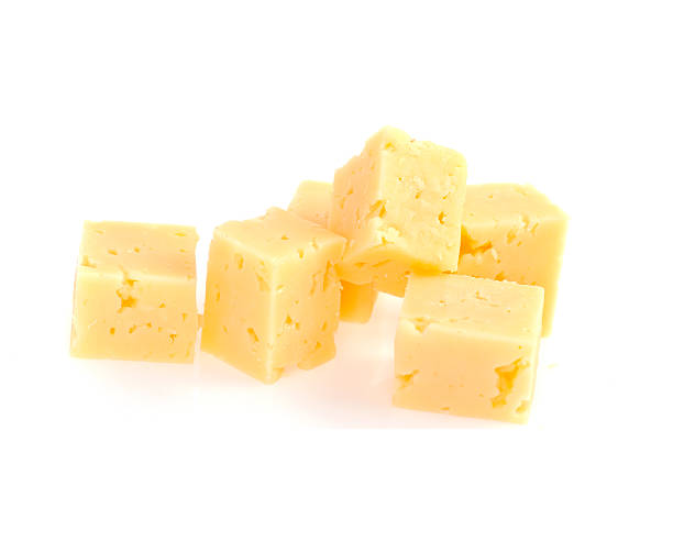 istock Swiss cheese isolated on white background 488478569