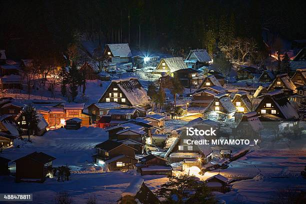 Shirakawago In The Night Stock Photo - Download Image Now - Shirakawa-go, UNESCO World Heritage Site, Cultures