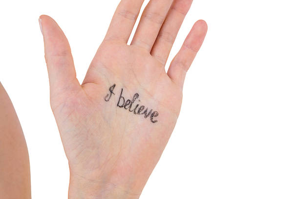 istock Hand showing the words I believe 488480126