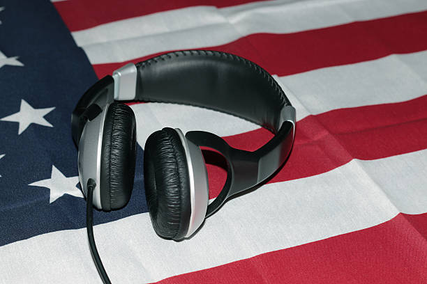 istock Earphones on American Flag 488481816