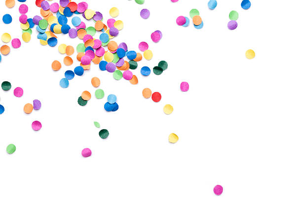 isolated colorful confetti isolated colorful confetti birthday present photos stock pictures, royalty-free photos & images
