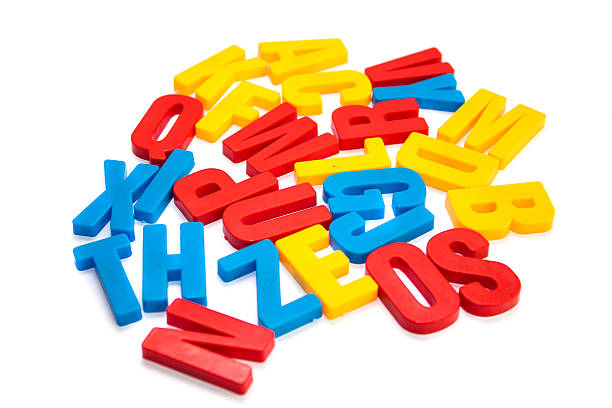 istock Colorful magnetic letters isolated on white background 488482944