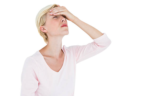 istock Blonde woman having headache 488483596