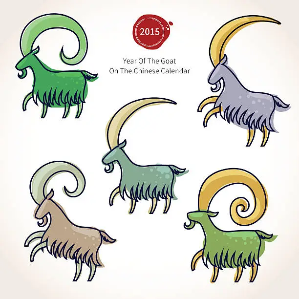 Vector illustration of Vector illustration of goat, symbol of 2015.