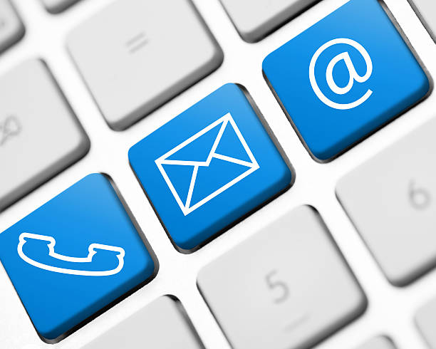 istock contact icons on white keyboard 488485292