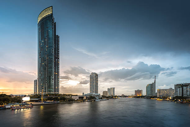 istock Bangkok Skyscrapers and reflections from Taksin Bridge 488490716