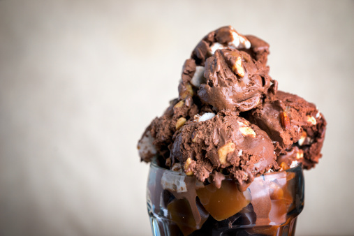 Rocky Road Ice Cream Chocolate Sundae