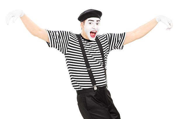 istock Happy mime artist dancing 488497175