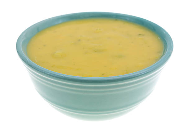 istock Broccoli and cheese soup in a small bowl 488497756