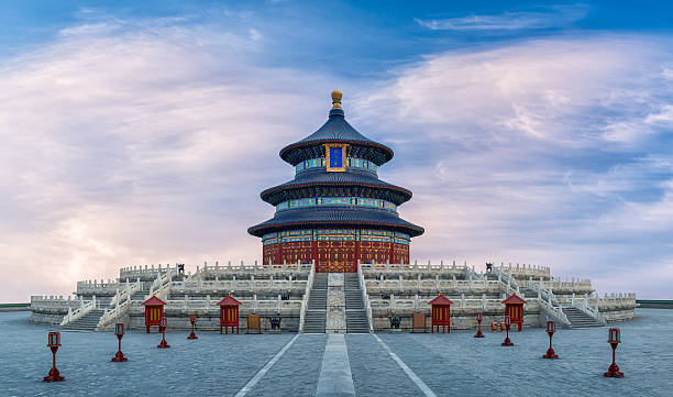 Flowing Clouds Over The Temple of Heaven This photo was taken in the Temple of Heaven, at the sunrise time. beijing stock pictures, royalty-free photos & images