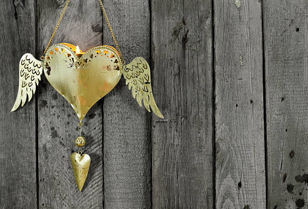 istock Candle holder with angel wings 488498839
