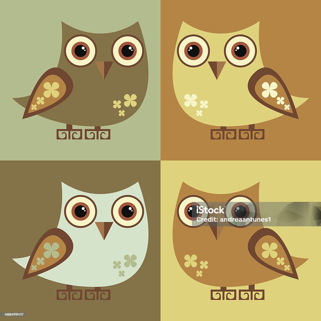 Cztery Owls - Grafika wektorowa royalty-free (Cztery zwierzęta)