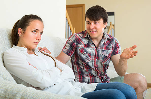 istock Young couple after quarrel 488499852