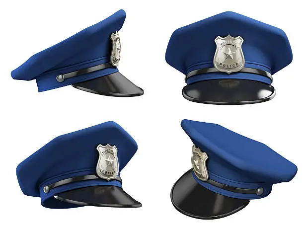 Photo of policeman hat from various angles 3d illustration