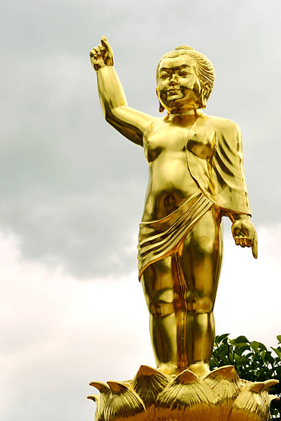 Gold Baby Buddha on Birthday Sculpture at Phasonkaew temple Phetchabun province in Thailand