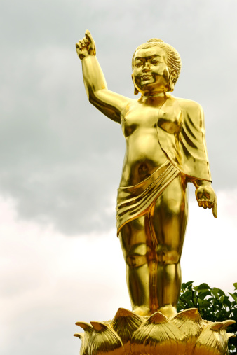 Gold Baby Buddha on Birthday Sculpture at Phasonkaew temple Phetchabun province in Thailand