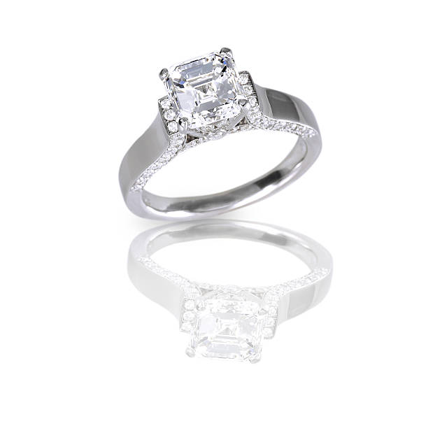 hermoso ascher acoplamiento de corte de diamante anillo de bodas - ascher fotografías e imágenes de stock