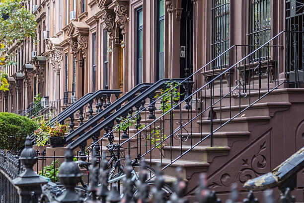 istock Detail of Brownstone stoops in Brooklyn, NY 488501820