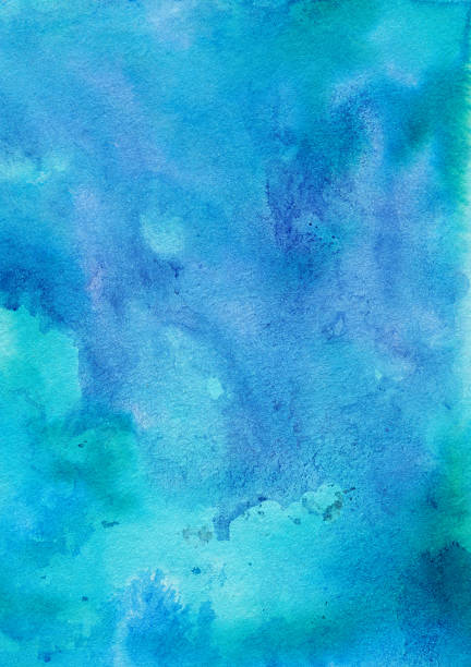 istock Blue textured watercolor and ink background 488502788
