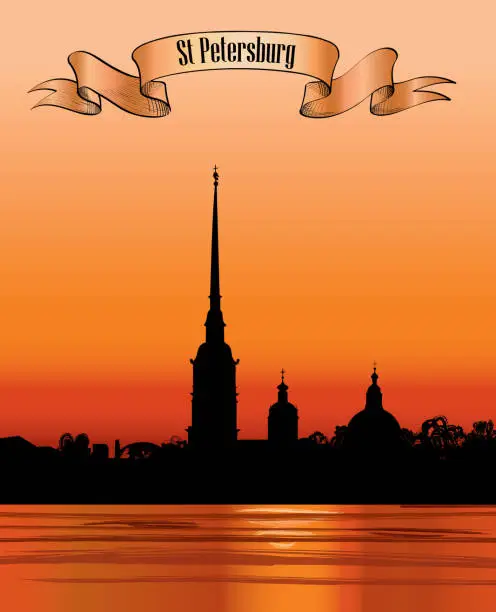 Vector illustration of St. Petersburg landmark, Russia.