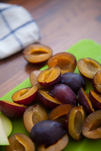 Halves of plums